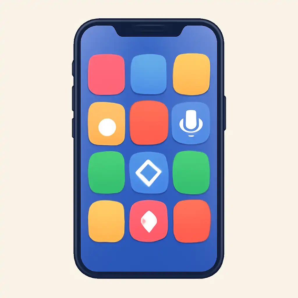 Smartphone shown from the front displaying a colourful flat layout of abstract game icons and rounded tiles (no text, no letters, no labels), Jai Club