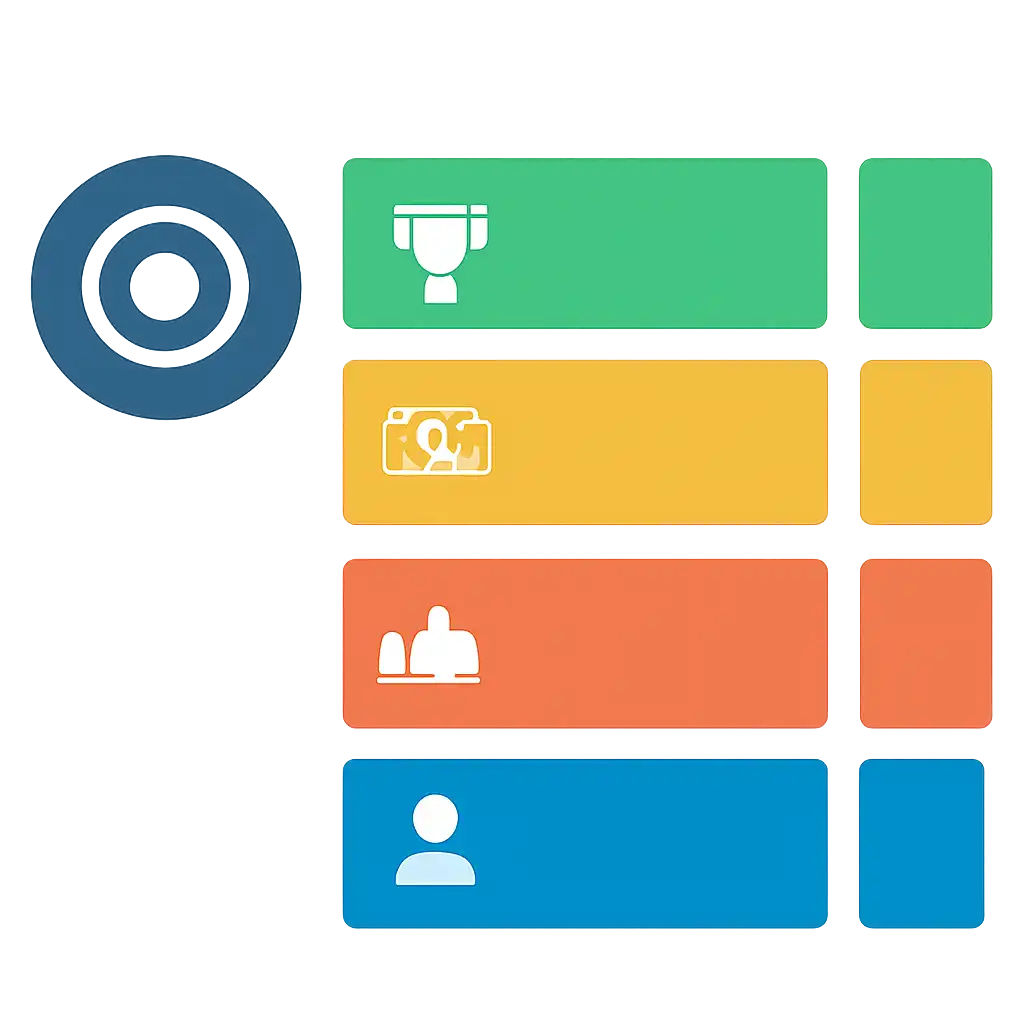 Infographic comparing options using coloured bars and icons only, no text or labels, flat design, Jai Club